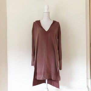 Free People Long V-Neck Hoodie